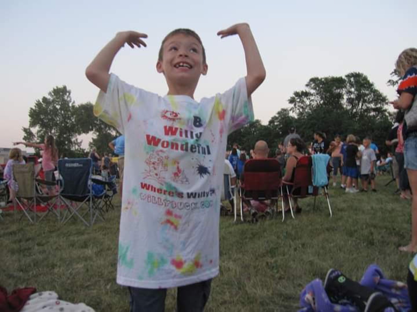 A young guest shows off his Willy Wonderful shirt at Willy Wednesday